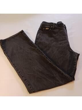 Lee M.R. Faded Black Denim Jeans Pocketed High Rise Women’s Sz 16 Long